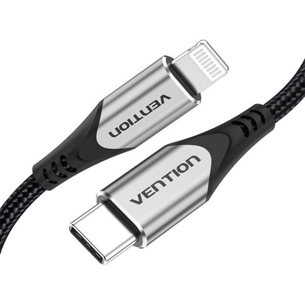 USB-C 2.0 ir Lightning kabelis Vention TACHH 2 m MFi pilkos spalvos - Image 4