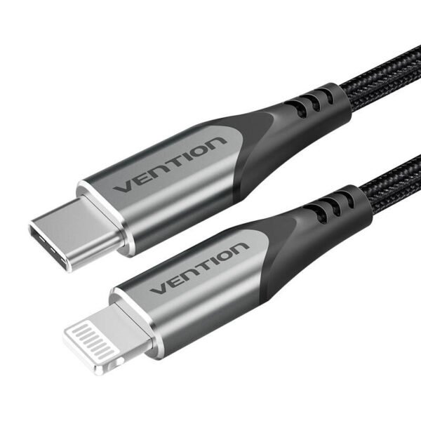 USB-C 2.0 ir Lightning kabelis Vention TACHH 2 m MFi pilkos spalvos - Image 5