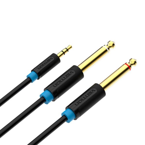 Garso kabelis TRS 3,5 mm į 2x 6,35 mm Vention BACBJ 5 m, juodas - Image 3