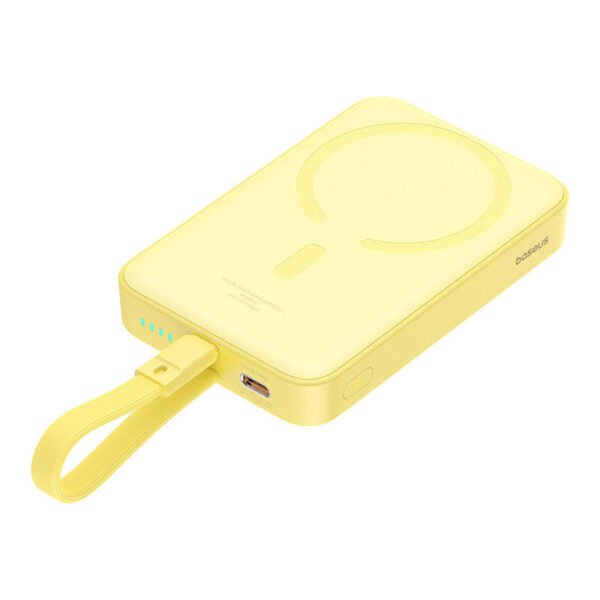 Išorinė baterija Baseus Magnetic Mini 10000 mAh, USB-C 20W MagSafe (geltona) - Image 4