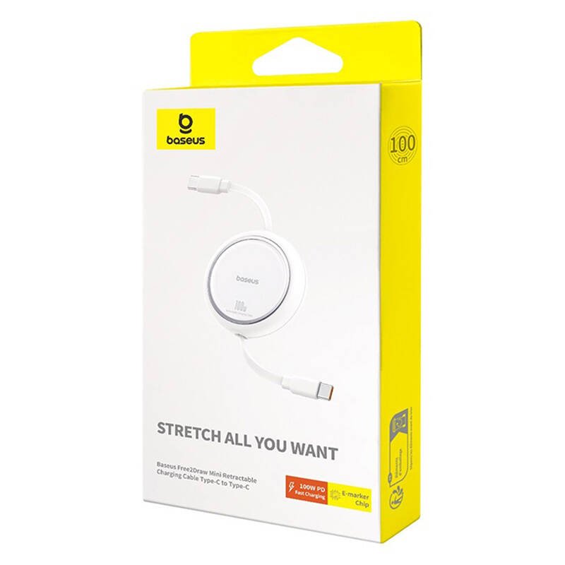 Kabelis iš USB-C į USB-C Baseus Free2Draw, PD, 100 W, 1 m (baltas) - Image 7