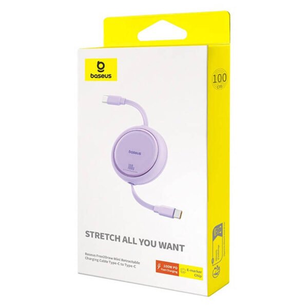 Kabelis USB-C į USB-C Baseus Free2Draw, PD, 100 W, 1 m (violetinis) - Image 7