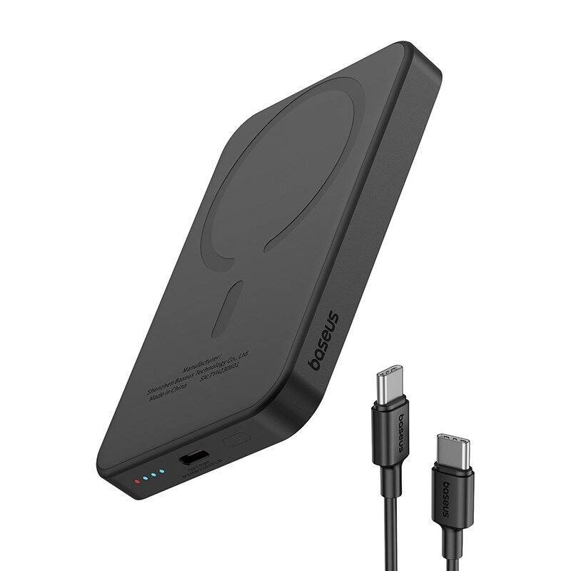 Magnetinė mini išorinė baterija Baseus 5000 mAh, USB-C 20W (juoda) - Image 17
