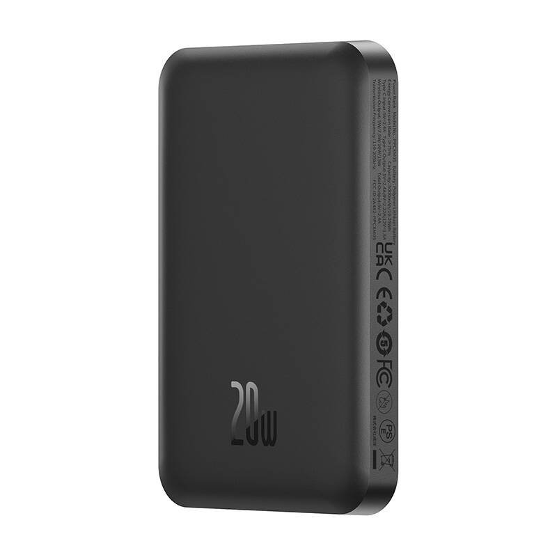 Magnetinė mini išorinė baterija Baseus 5000 mAh, USB-C 20W (juoda) - Image 4