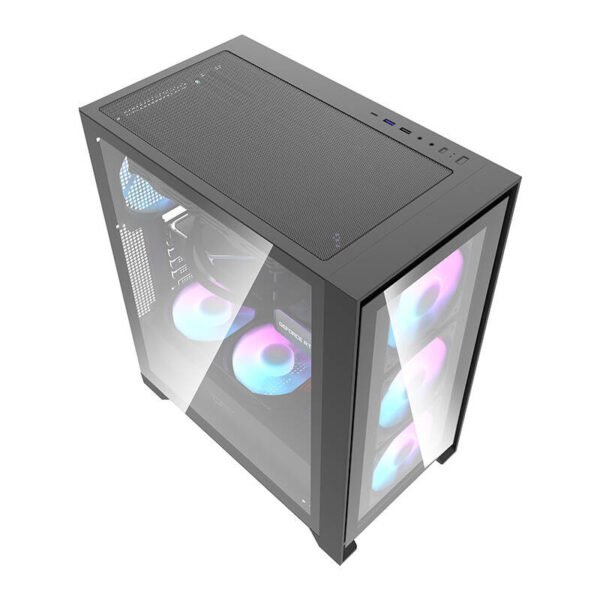 Darkflash DRX70 GLASS kompiuterio korpusas (juodas) + 4 RGB ventiliatoriai - Image 8