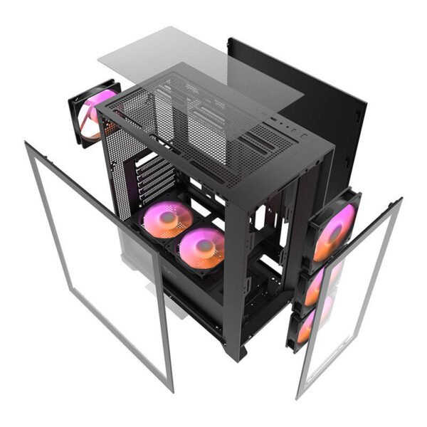 Darkflash DRX70 GLASS kompiuterio korpusas (juodas) + 4 RGB ventiliatoriai - Image 9