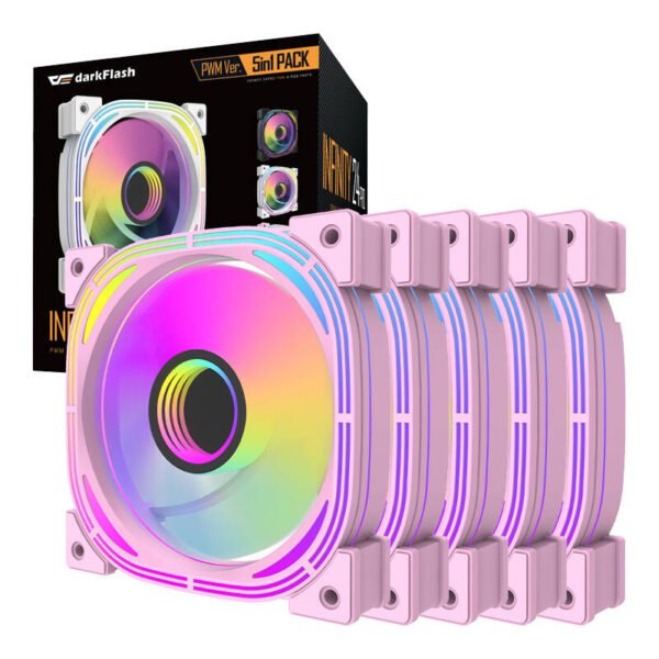 Darkflash INF24 5in1 ARGB kompiuterio ventiliatorių rinkinys (rožinis) - Image 6