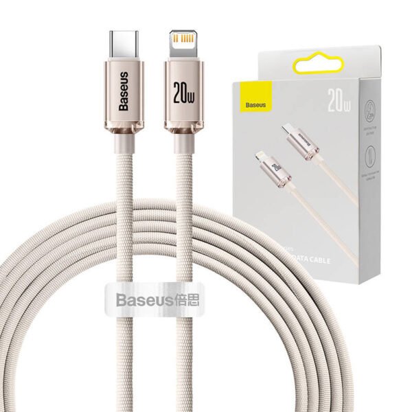 USB-C į iP kabelis Baseus Crystal Shine, 20W, 2m (rožinis) - Image 9