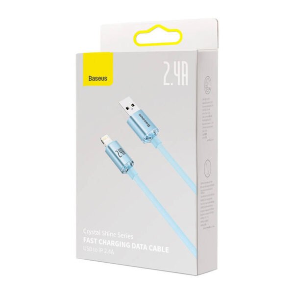 USB į iP kabelis Baseus Crystal Shine, 2.4A, 1.2m (mėlynas) - Image 7