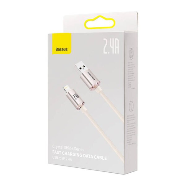USB į iP kabelis Baseus Crystal Shine, 2.4A, 2m (rožinis) - Image 7