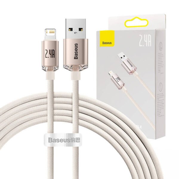 USB į iP kabelis Baseus Crystal Shine, 2.4A, 2m (rožinis) - Image 9