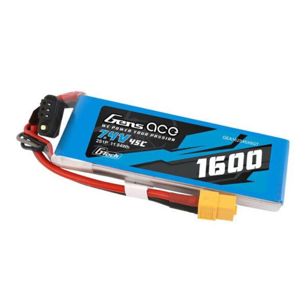 GensAce G-Tech LiPo 1600mAh 7.4V 45C 2S1P baterija su XT60 jungtimi - Image 3