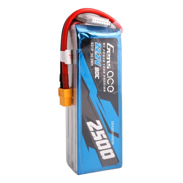 Gens ace 2500mAh 22.2V 80C 6S1P Lipo baterija su XT60 jungtimi - Image 3