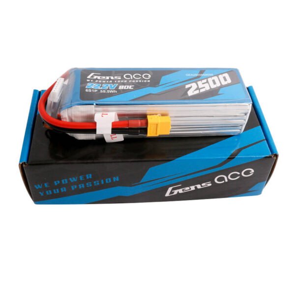 Gens ace 2500mAh 22.2V 80C 6S1P Lipo baterija su XT60 jungtimi - Image 4