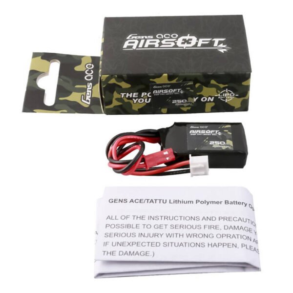 Gens ace 250mAh 7.4V 35C 2S1P airsoft ginklo Lipo baterija su JST-SYP jungtimi - Image 5