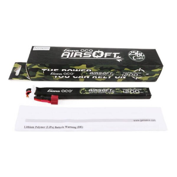 Gens ace 25C 1200mAh 3S1P 11.1V ilga airsoft ginklo Lipo baterija su T jungtimi - Image 6