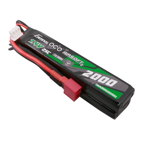 Gens ace 25C 2000mAh 2S2P 7.4V Saddle airsoft ginklo Lipo baterija su Mini Deans(T) jungtimi - Image 2