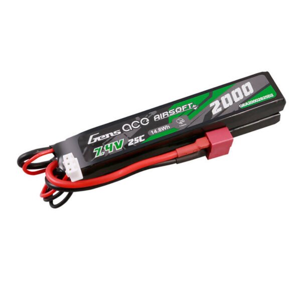 Gens ace 25C 2000mAh 2S2P 7.4V Saddle airsoft ginklo Lipo baterija su Mini Deans(T) jungtimi - Image 4