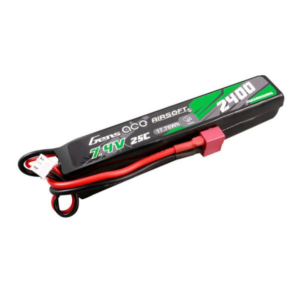 Gens ace 25C 2400mAh 2S2P 7.4V Saddle airsoft ginklo Lipo baterija su Mini Deans(T) jungtimi - Image 2