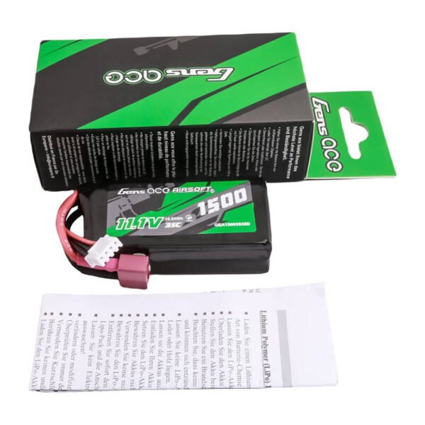 Gens ace 35C 1500mAh 3S1P 11,1V airsoft ginklo Lipo baterija su T jungtimi - Image 5