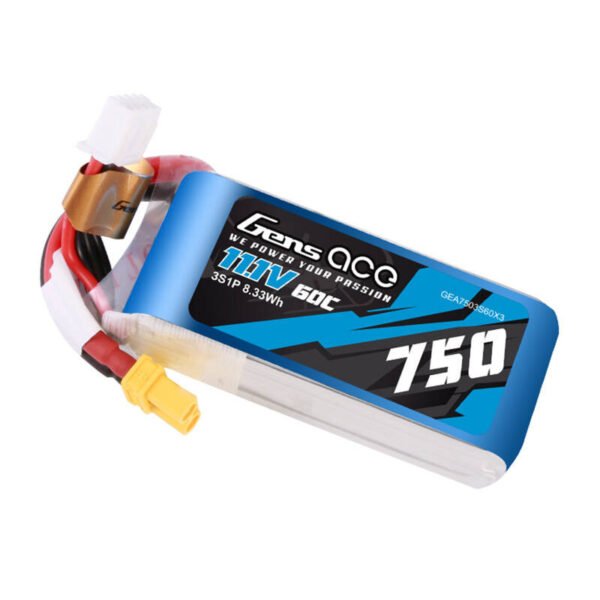 GENS ACE 750mAh 11,1V 60C 3S1P Lipo baterijos paketas su XT30 - Image 3