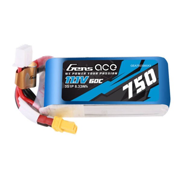 GENS ACE 750mAh 11,1V 60C 3S1P Lipo baterijos paketas su XT30 - Image 2