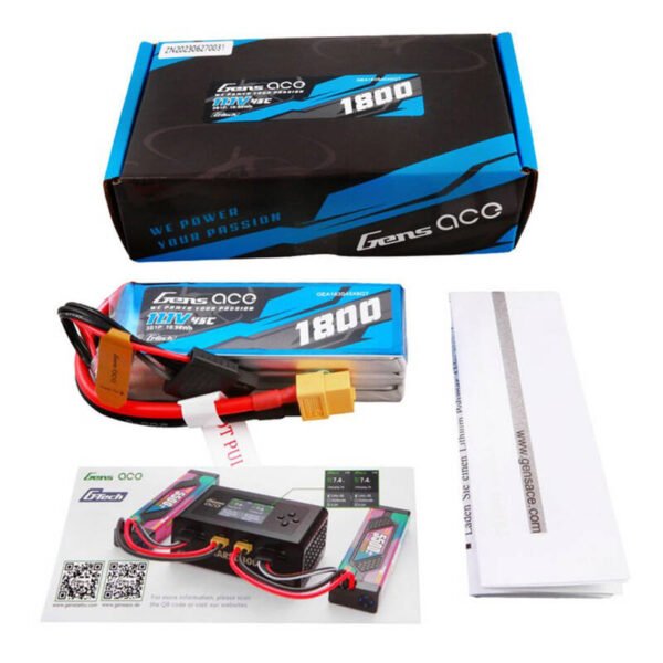 Gens ace G-Tech 1800mAh 11,1V 45C 3S1P Lipo baterijos paketas su XT60 jungtimi - Image 5