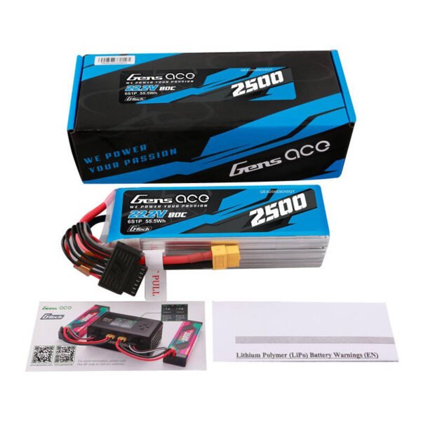 Gens ace G-Tech 2500mAh 22,2V 80C 6S1P Lipo baterijos paketas su XT60 jungtimi - Image 5