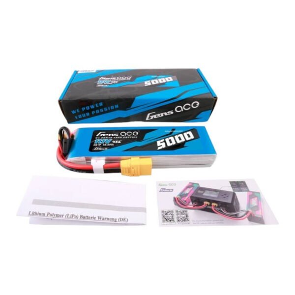 Gens ace G-Tech 5000mAh 11,1V 45C 3S1P Lipo baterija su XT90 jungtimi - Image 5