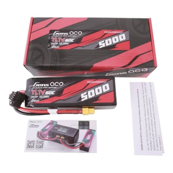 Gens ace G-Tech 5000mAh 11,1V 60C 3S1P trumpa Lipo su XT60 jungtimi - Image 5