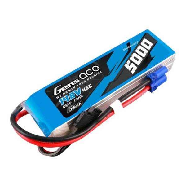 Gens ace G-Tech 5000mAh 14,8V 45C 4S1P sraigtasparnio Lipo baterija su EC5 jungtimi - Image 2