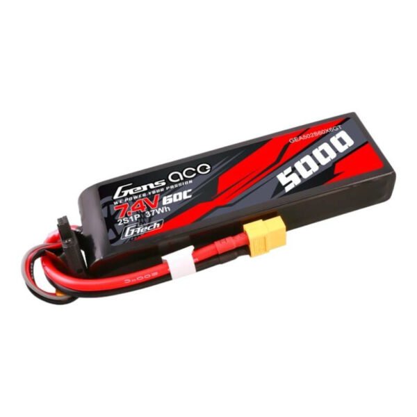 Gens ace G-Tech 5000mAh 7,4V 60C 2S1P Lipo kietojo korpuso baterija su XT60 jungtimi - Image 2