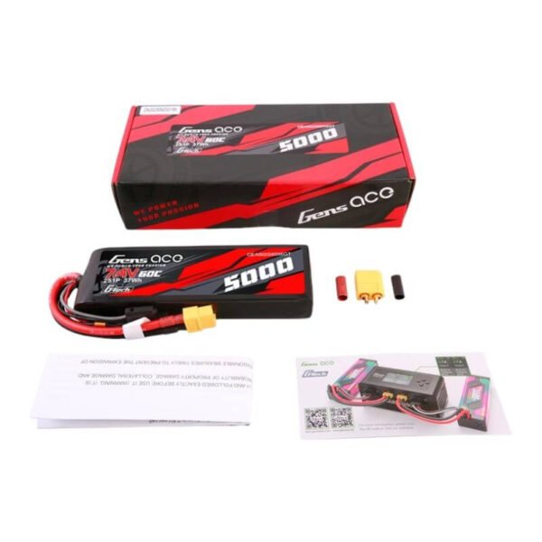 Gens ace G-Tech 5000mAh 7,4V 60C 2S1P Lipo kietojo korpuso baterija su XT60 jungtimi - Image 5