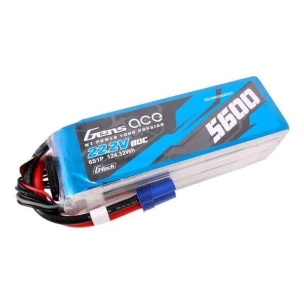 Gens ace G-Tech 5600mAh 80C 22,2V 6S1P Lipo baterijos paketas su EC5 jungtimi - Image 2