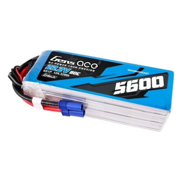Gens ace G-Tech 5600mAh 80C 22,2V 6S1P Lipo baterijos paketas su EC5 jungtimi - Image 3