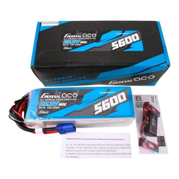 Gens ace G-Tech 5600mAh 80C 22,2V 6S1P Lipo baterijos paketas su EC5 jungtimi - Image 5