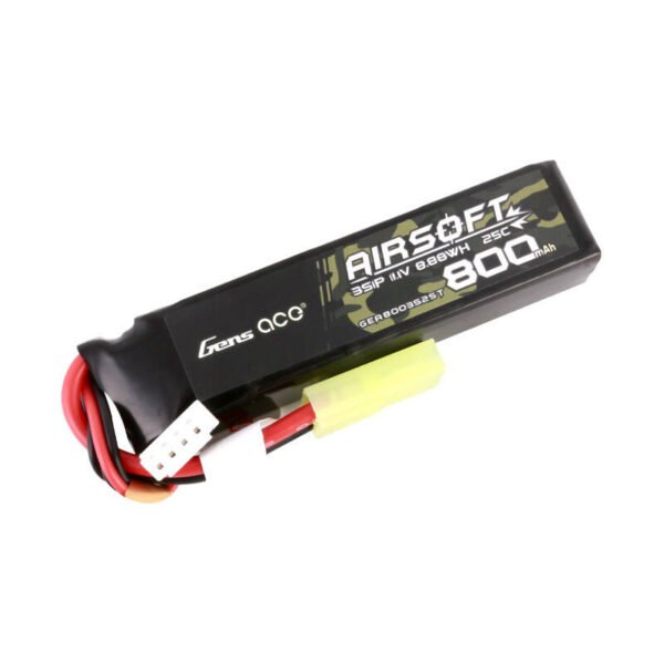 Gens Ace 800 mAh 11.1 V 25C 3S1P laisvalaikio ginklo lipo baterija su mini Tamiya jungtimi - Image 3