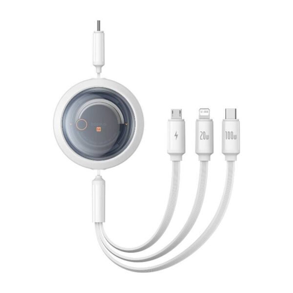 Fast Charging Cable 3in1 Baseus Free2Draw USB-C to USB-C/Lightning/Micro 100W