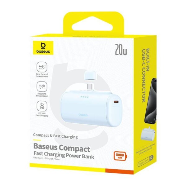 Powerbank Baseus Compact USB-C 5000mAh, 20W (mėlynas) - Image 6