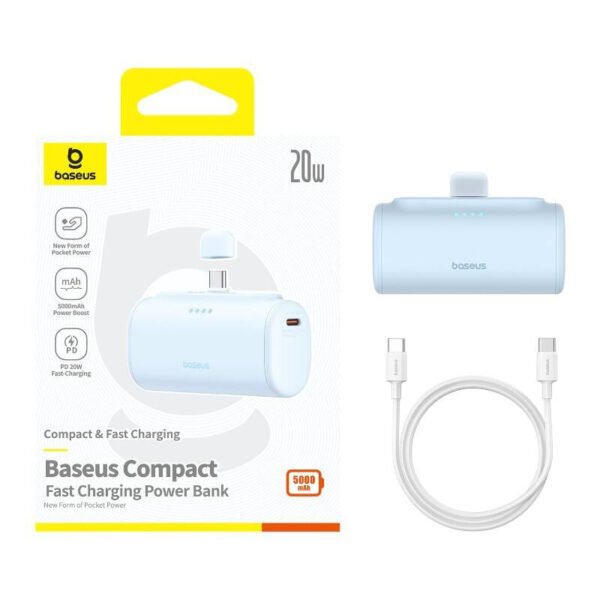 Powerbank Baseus Compact USB-C 5000mAh, 20W (mėlynas) - Image 8