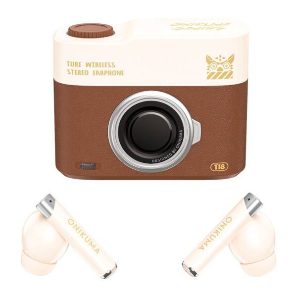 ONIKUMA T18 Bluetooth vidinės ausinės rudos spalvos - Image 2