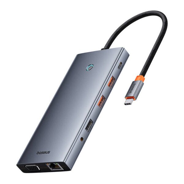 Hub 13in1 Baseus PortalJoy USB-C į HDMI+DP+VGA+C+USB+PD+RJ45+SD/TF+3.5mm (pilka) - Image 2