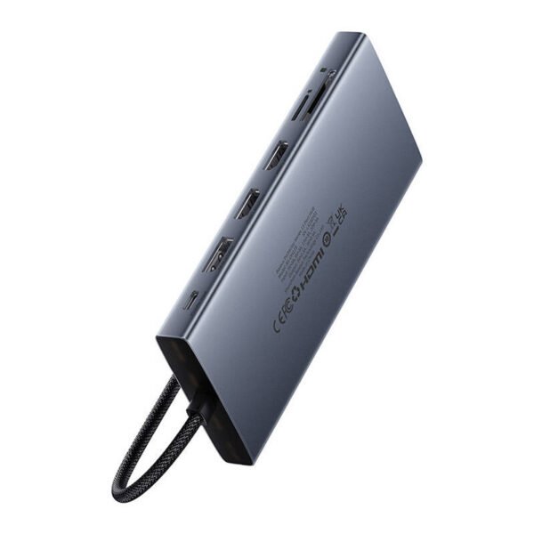 Hub 13in1 Baseus PortalJoy USB-C į HDMI+DP+VGA+C+USB+PD+RJ45+SD/TF+3.5mm (pilka) - Image 3