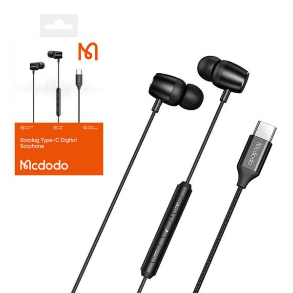 Mcdodo HP-1050 laidinės ausinės į ausis, USB-C (juodos spalvos) - Image 5