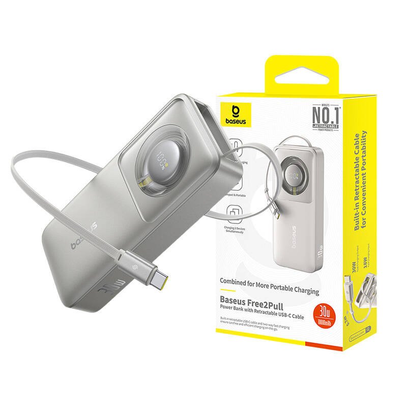 Powerbank Baseus OS Free2Pull 10000mAh 30W + kabelis (pilkas) - Image 5