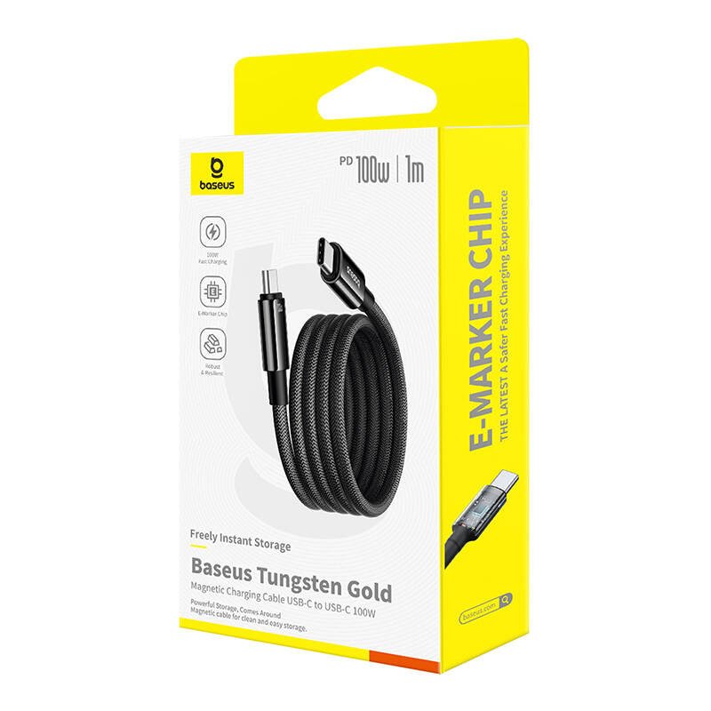 Baseus Tungsten Gold įkrovimo kabelis USB-C į USB-C 100W 1m (juodas) - Image 3