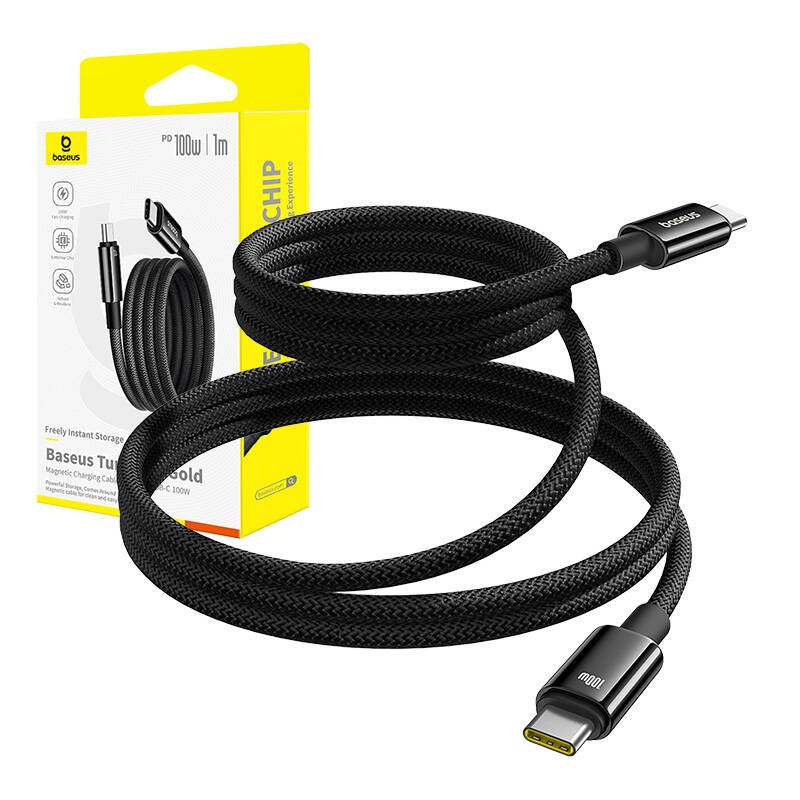 Baseus Tungsten Gold įkrovimo kabelis USB-C į USB-C 100W 1m (juodas) - Image 5