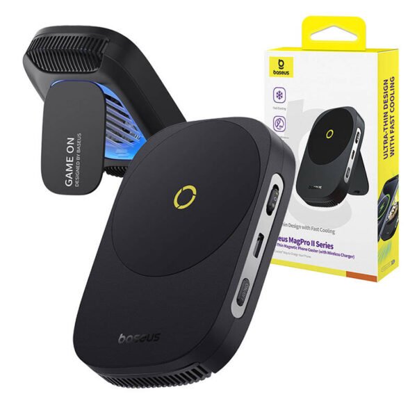 Baseus MagPro II ultra plonas telefono aušintuvas su įkrovikliu (juodas) - Image 9