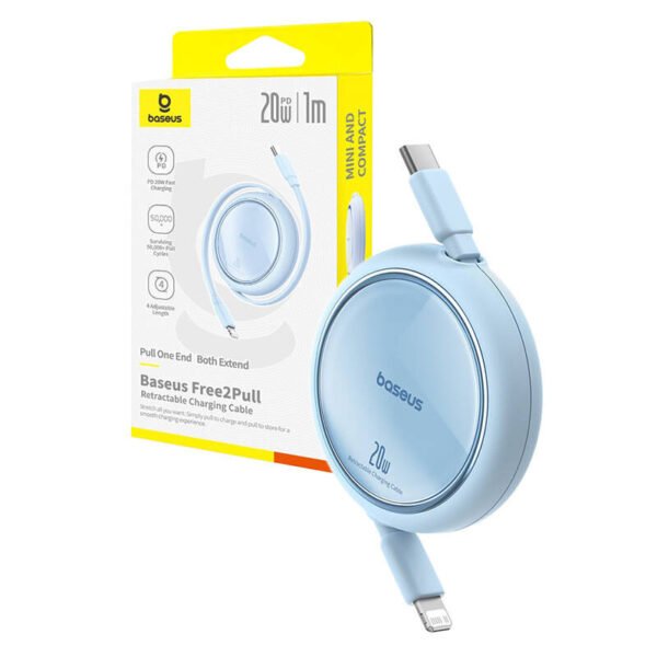 USB kabelis Baseus Free2Pull USB-C į iP 20W 1m (mėlynas) - Image 8