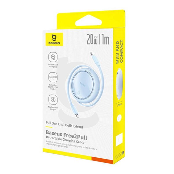 USB kabelis Baseus Free2Pull USB-C į iP 20W 1m (mėlynas) - Image 6